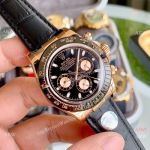 Copy Rolex Rose Gold  Daytona Watch Leather Strap 40mm